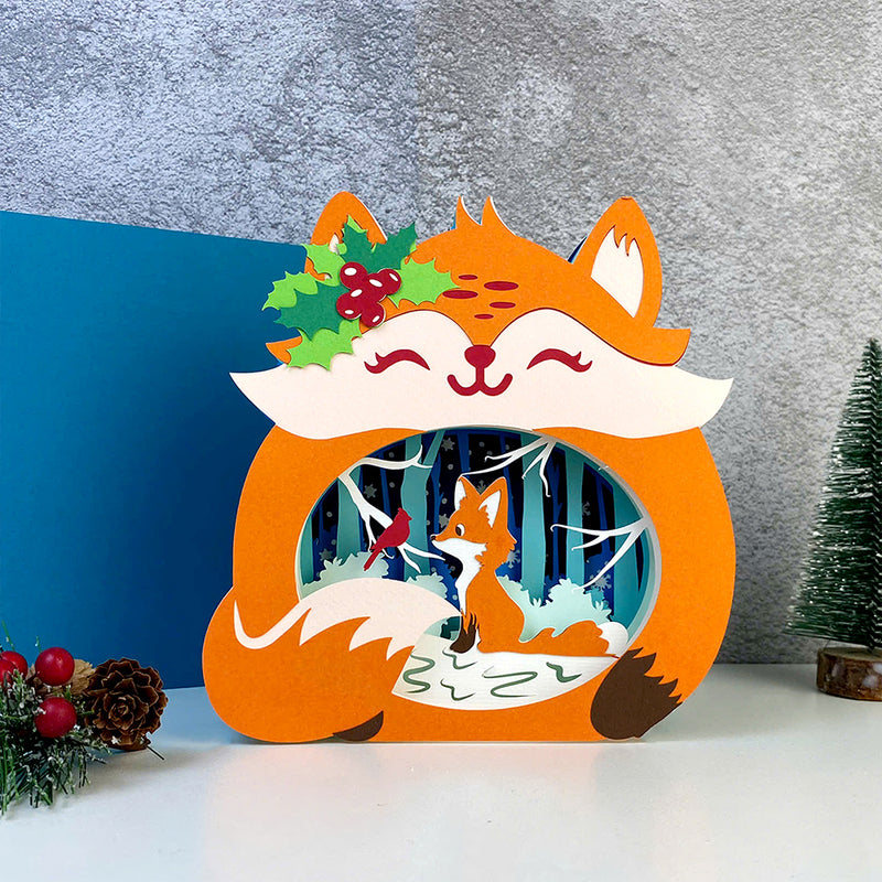 Christmas Fox - 3D Christmas Pop-up Card File - Cricut File 1 - LightBoxGoodMan