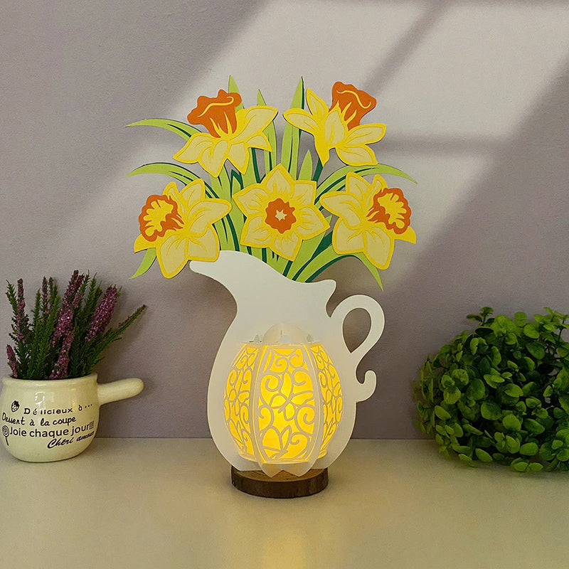 Daffodils - 3D Flower Vase Lantern File - Cricut File 4 - LightBoxGoodMan