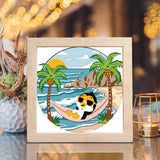 Penguin on the Beach – Paper Cut Light Box File - Cricut File - 8x8 inches - LightBoxGoodMan