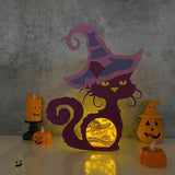 Pumpkin - 3D Witch Cat Papercut Light Box File - Cricut File - LightBoxGoodMan