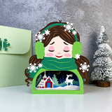 Winter Girl 2 - 3D Christmas Pop-up Card File - Cricut File 1 - LightBoxGoodMan