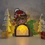Christmas Highland Cow - Christmas Papercut Lightbox File - Cricut File 2 - LightBoxGoodMan