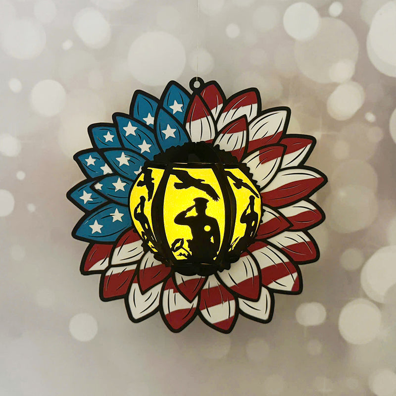 America Sunflower - 3D America Sunflower Lantern File - Cricut File - LightBoxGoodMan