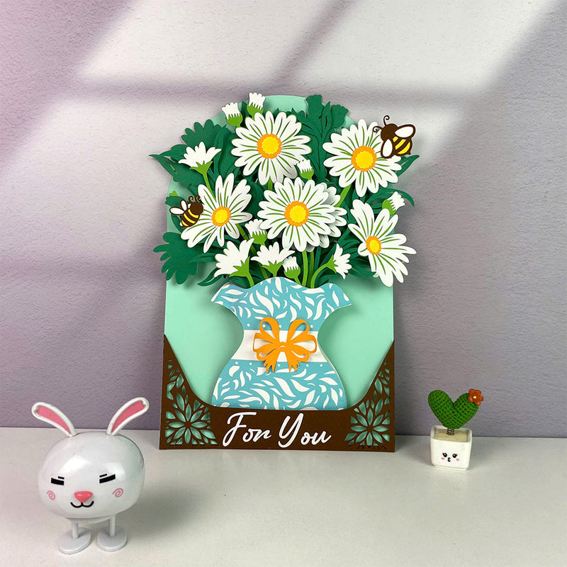 Daisy Vase - 3D Flower Vase Pop-up Card File - Cricut File 1 - LightBoxGoodMan