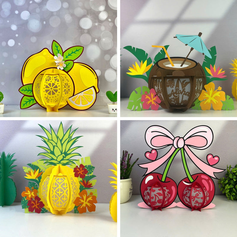 Pack 4 Fruit Lanterns - 3D Fruit Lantern File - Cricut File - LightBoxGoodMan