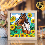 Sunflowers Horse – Paper Cut Light Box File - Cricut File - 8x8 inches - LightBoxGoodMan