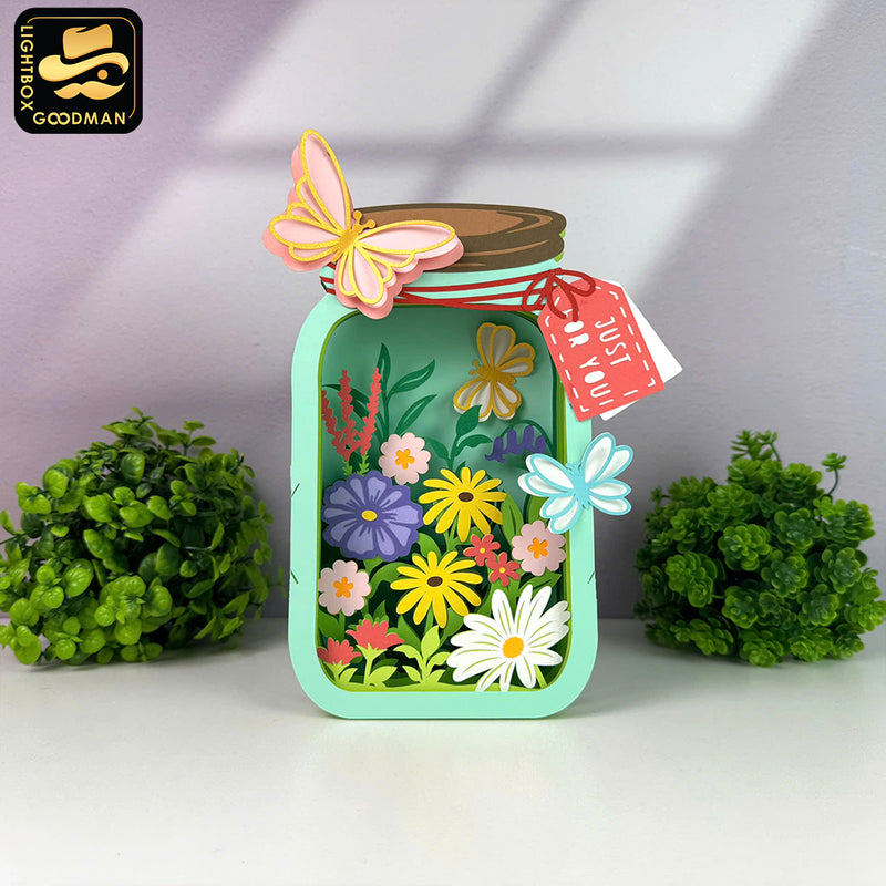 Flower Mason Jar - 3D Flower Pop-up Card File - Cricut File 1 - LightBoxGoodMan