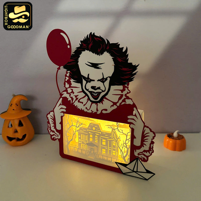 Pennywise - Horror Movies Papercut Lightbox File - Cricut File - LightBoxGoodMan