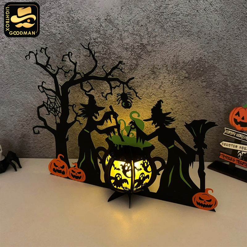 Witch's Cauldron 3 - Halloween Themed 3D Lantern File - Cricut File - LightBoxGoodMan