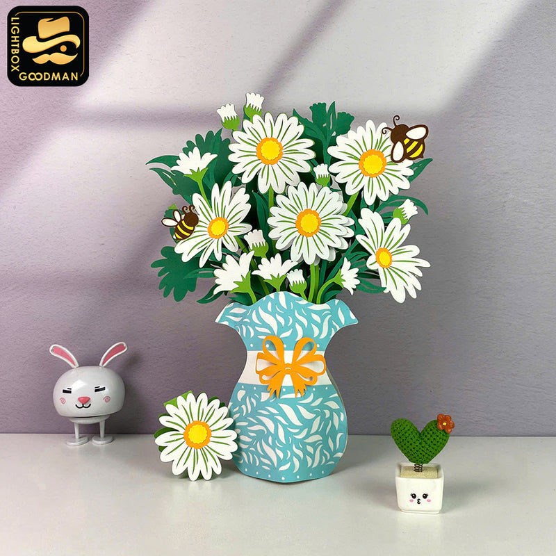 Daisy Vase - 3D Flower Vase Pop-up Card File - Cricut File 1 - LightBoxGoodMan
