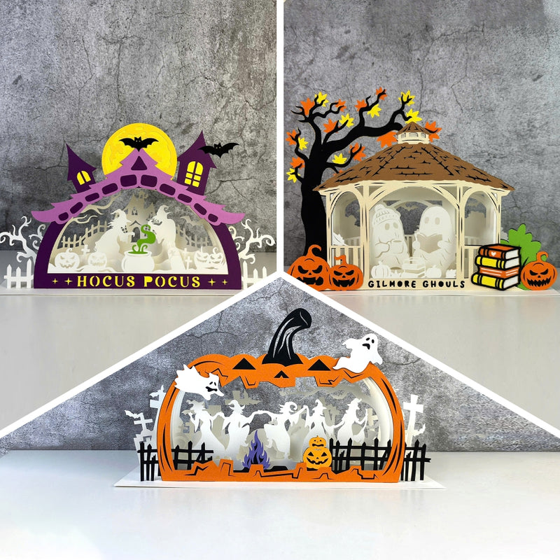 Pack 3 Halloween - 3D Halloween Pop-up Half Circle - Cricut File 1 - LightBoxGoodMan