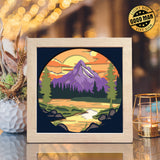 Mountain Sunset – Paper Cut Light Box File - Cricut File - 8x8 inches - LightBoxGoodMan
