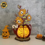 Sunflower Skull - 3D Kettle Papercut Lantern File - Cricut File 4 - LightBoxGoodMan