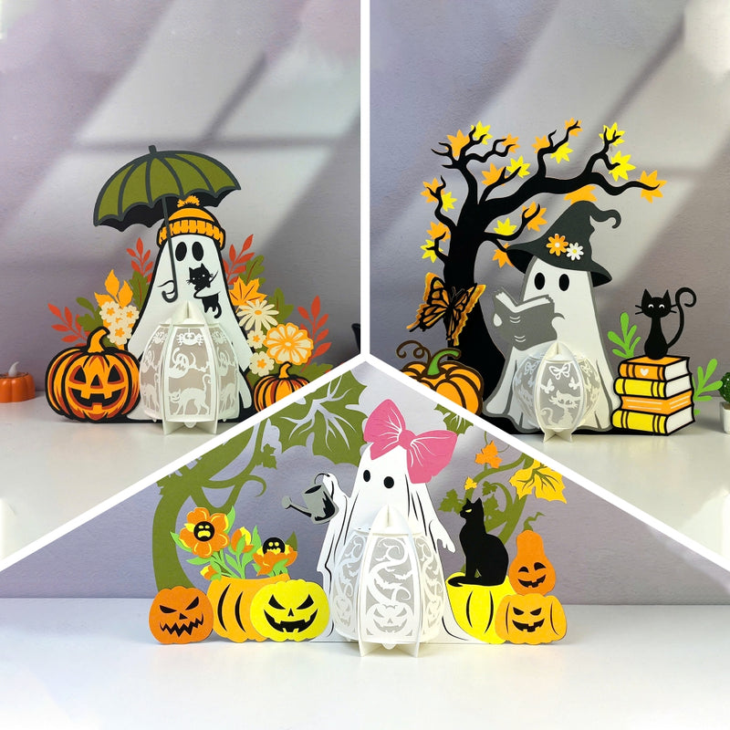 Pack 3 Chilling Ghost - 3D Halloween Ghost Lantern File - Cricut File - LightBoxGoodMan