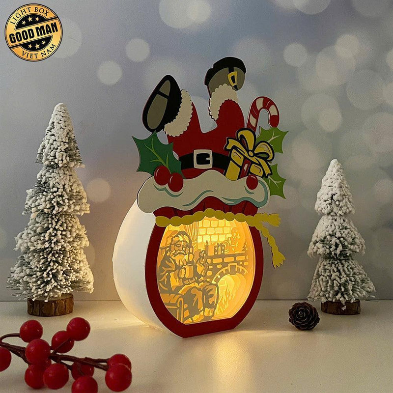 Santa Claus - Santa Sack Papercut Lightbox File - Cricut File 1 - LightBoxGoodMan