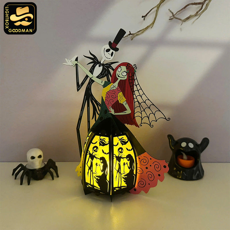 Nightmare Dance Couple - 3D Halloween Couple Lantern File - Cricut File - LightBoxGoodMan