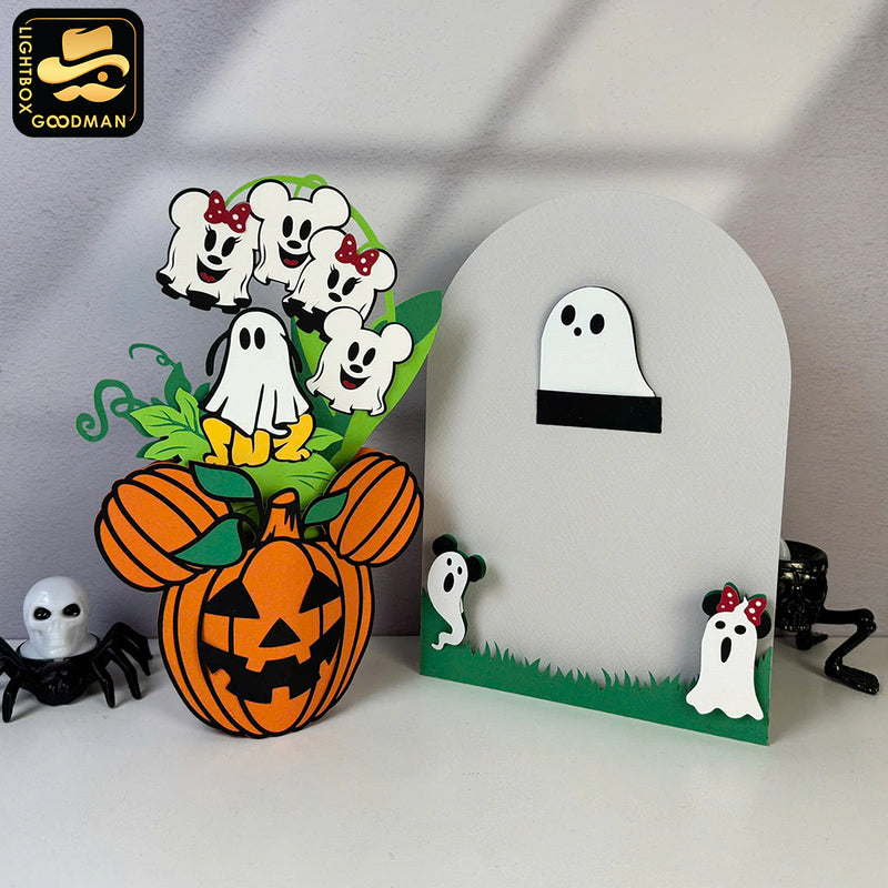Halloween Mickey - 3D Halloween Flowers Vase Pop-up Card File - Cricut File - LightBoxGoodMan
