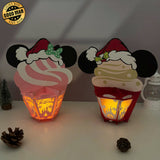 Mickey And Minnie Xmas - 3D Christmas Cupcake Papercut Lantern File - Cricut File - LightBoxGoodMan