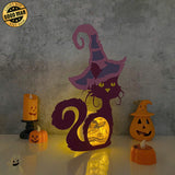 Pumpkin - 3D Witch Cat Papercut Light Box File - Cricut File - LightBoxGoodMan