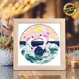 Dolphins – Paper Cut Light Box File - Cricut File - 8x8 inches - LightBoxGoodMan