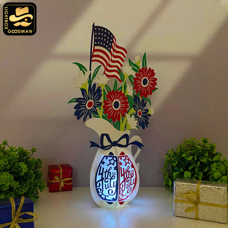 4th Of July 2 - 3D America Lantern File - Cricut File - LightBoxGoodMan