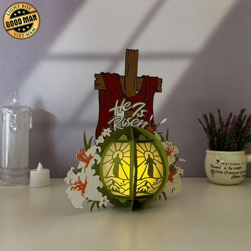 He Is Risen - 3D Easter Lantern File - Cricut File 1 - LightBoxGoodMan