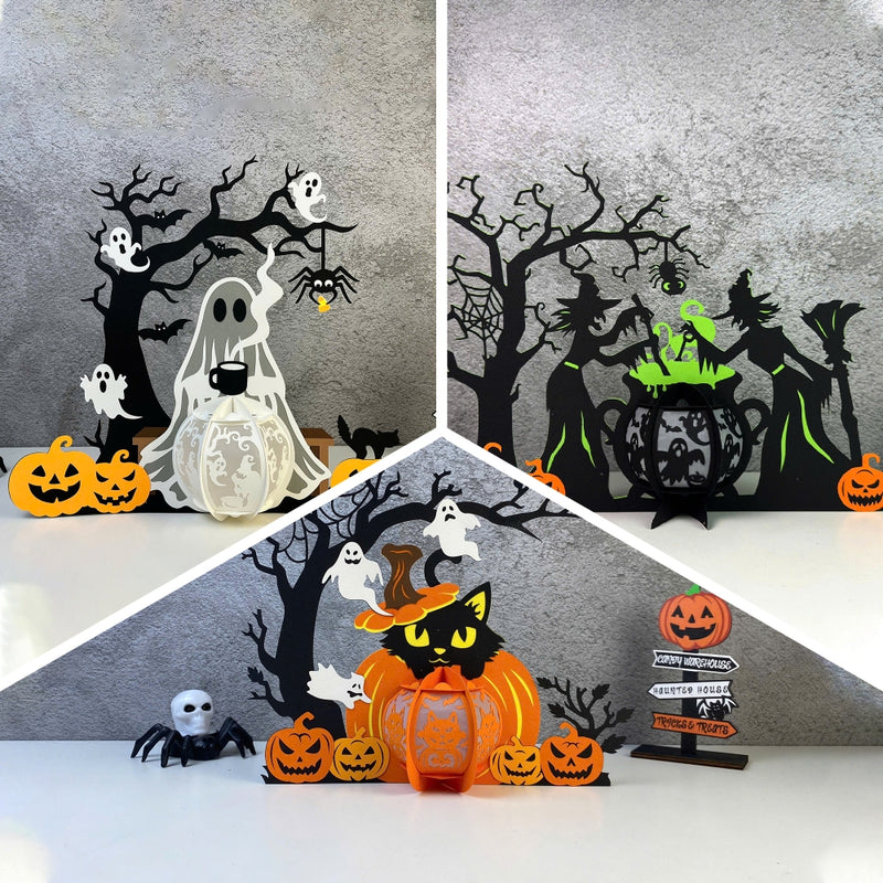 Pack 3 Halloween - Halloween Themed 3D Lantern File - Cricut File - LightBoxGoodMan