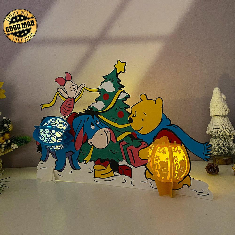 Xmas - Winnie The Pooh Themed 3D Christmas Lantern File - Cricut File 1 - LightBoxGoodMan