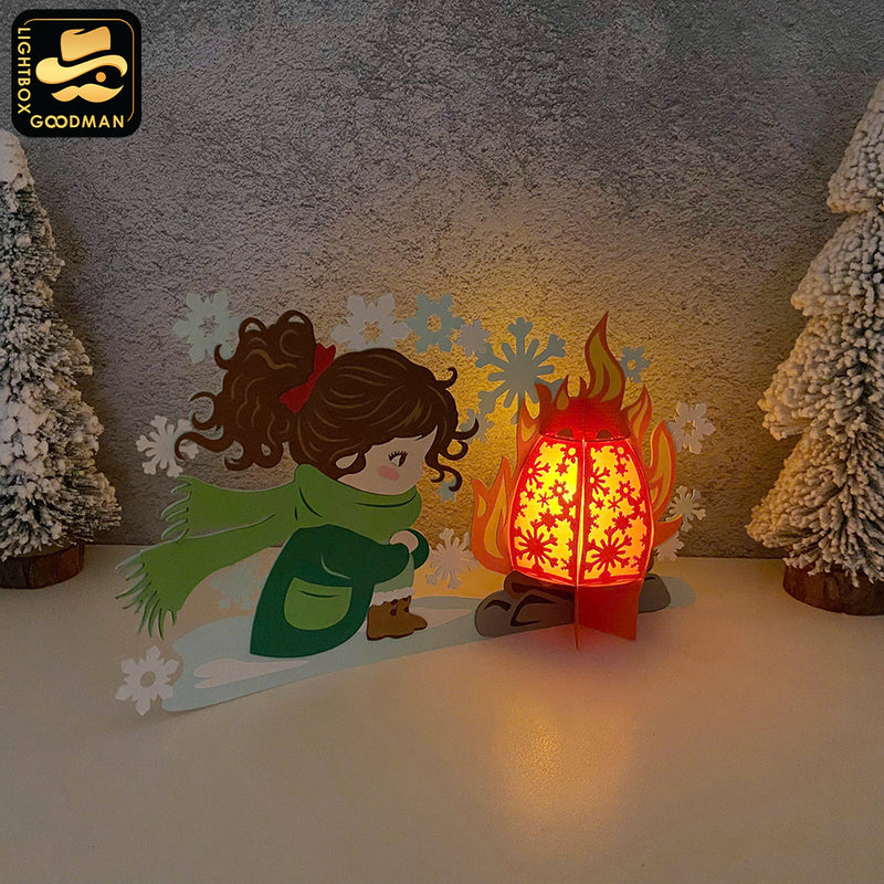 Winter Girl 2 - 3D Christmas Lantern File - Cricut File 1 - LightBoxGoodMan