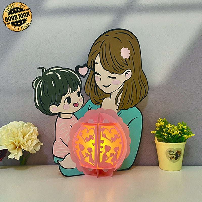 Baby And Mom - Mother's Day Themed 3D Lantern File - Cricut File 1 - LightBoxGoodMan
