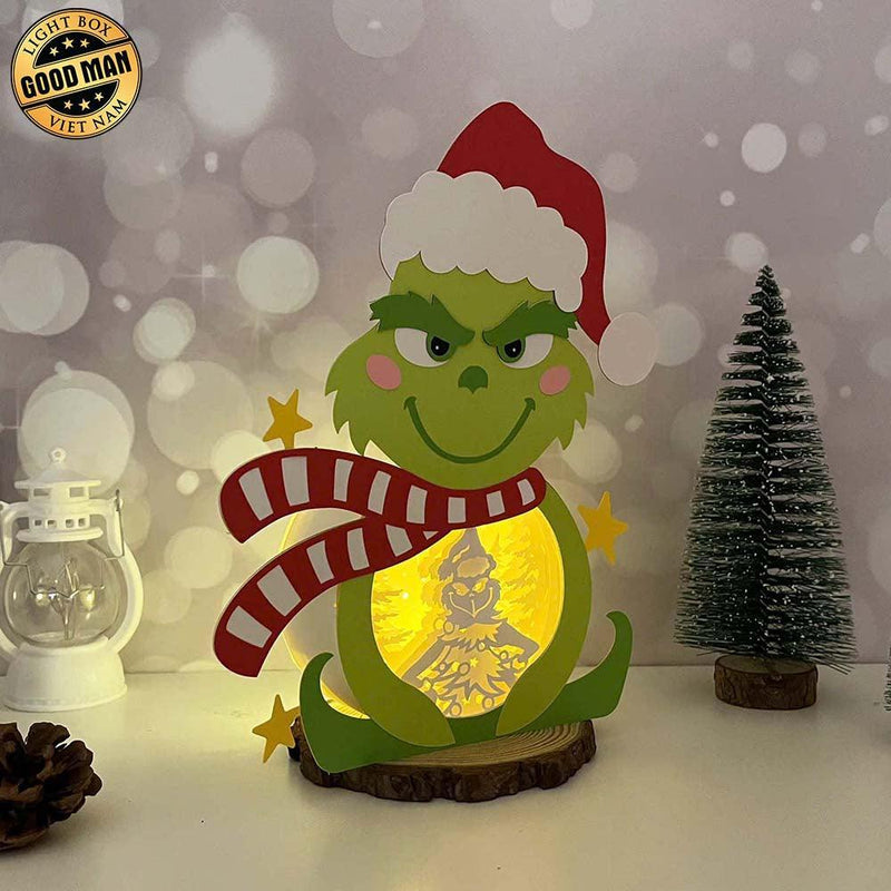 Merry Grinchmas - Grinch Papercut Lightbox File - Cricut File 2 - LightBoxGoodMan