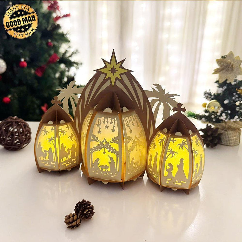 Nativity House - 3D Christmas Lantern File - Cricut File 1 - LightBoxGoodMan