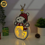 Snoopy Xmas - Snoopy Dog Papercut Lightbox File - Cricut File 1 - LightBoxGoodMan