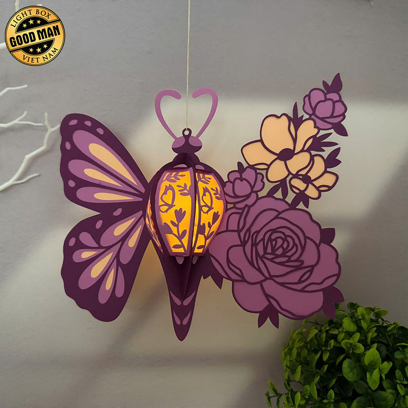 Butterfly Flower 1 - 3D Butterfly Lantern File - Cricut File 1 - LightBoxGoodMan