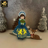 Winter Girl 4 - 3D Christmas Lantern File - Cricut File 1 - LightBoxGoodMan