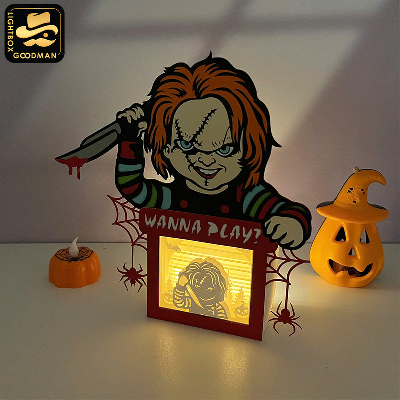 Chucky - Horror Movies Papercut Lightbox File - 7.8x8.1" - Cricut File - LightBoxGoodMan