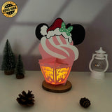 Minnie Xmas - 3D Christmas Cupcake Papercut Lantern File - Cricut File 3 - LightBoxGoodMan