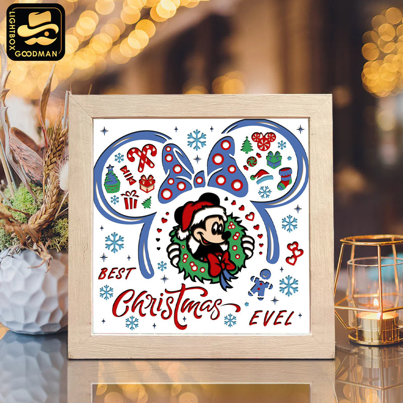 Christmas Mouse 1 – Paper Cut Light Box File - Cricut File - 8x8" - LightBoxGoodMan