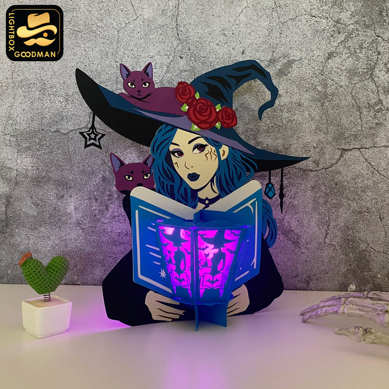 Witches Read Books - 3D Witch Lantern File - Cricut File - LightBoxGoodMan
