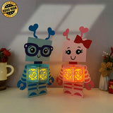 Robot Couple - 3D Love Lantern File - Cricut File 1 - LightBoxGoodMan