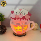 Cat Couple - Valentine Themed 3D Hot Cocoa Lantern File - Cricut File 1 - LightBoxGoodMan