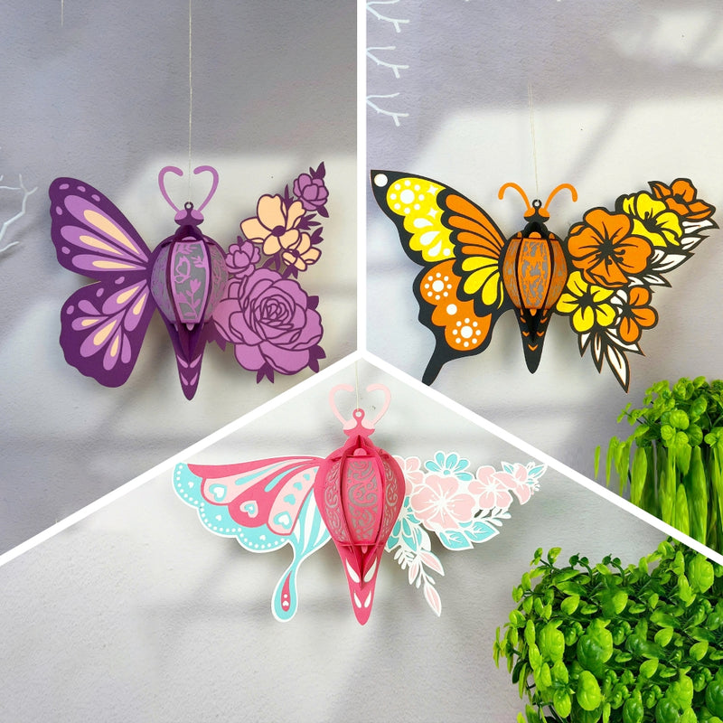 Pack 3 Different Butterfly Flower - 3D Butterfly Lantern File - Cricut File 1 - LightBoxGoodMan