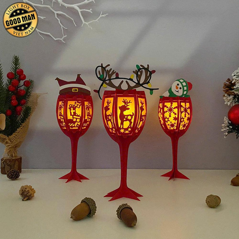Wine Glasses - 3D Christmas Lantern File - Cricut File 1 - LightBoxGoodMan