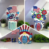Pack 3 Lantern 4th Of July - 3D America Lantern File - Cricut File - LightBoxGoodMan