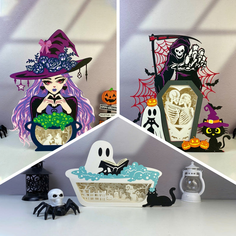 Pack 3 Halloween Lightbox 1 - 3D Halloween Papercut Lightbox File - Cricut File - LightBoxGoodMan