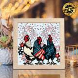 Patriotic USA Chicken – Paper Cut Light Box File - Cricut File - 8x8 inches - LightBoxGoodMan