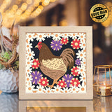 Hen With Flowers – Paper Cut Light Box File - Cricut File - 8x8 inches - LightBoxGoodMan