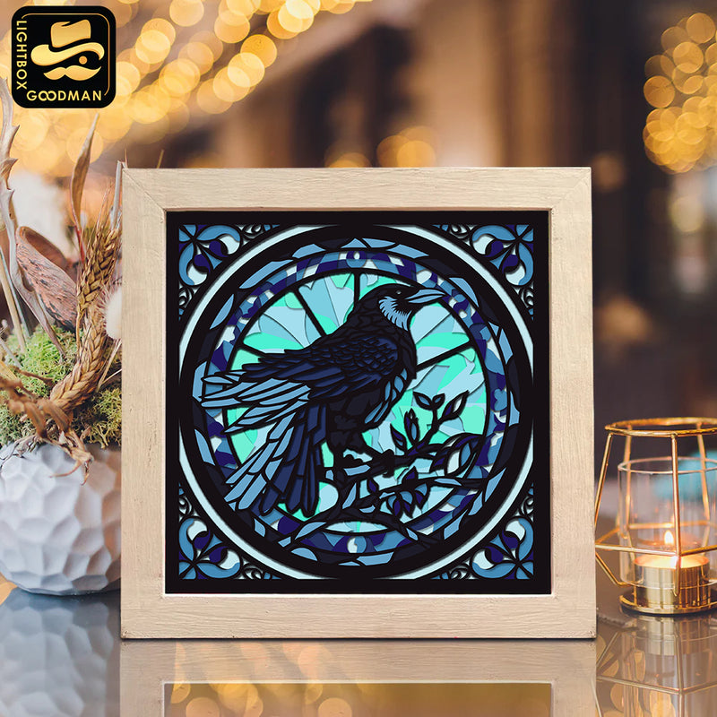 Raven Crow – Paper Cut Light Box File - Cricut File - 8x8 inches - LightBoxGoodMan