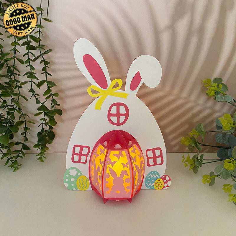 Bunny House - Easter House 3D Lantern File - Cricut File - LightBoxGoodMan