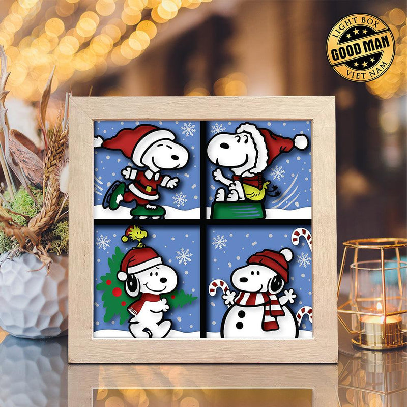 Snoopy Xmas – Paper Cut Light Box File - Cricut File - 8x8" - LightBoxGoodMan